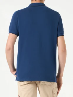 Blaues Denim-Piquet-Polo mit St. Barth-Logo