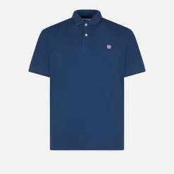 Blaues Denim-Piquet-Polo mit St. Barth-Logo
