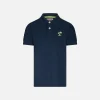 Blaues Frottee-Poloshirt für Jungen mit Palmen-Stickerei