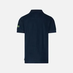 Blaues Frottee-Poloshirt für Jungen mit Palmen-Stickerei