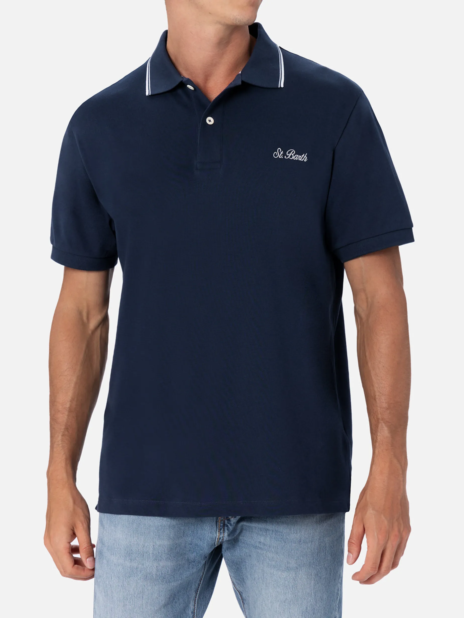 Blaues Herren-Poloshirt aus Baumwollpiquet Beverly Hills