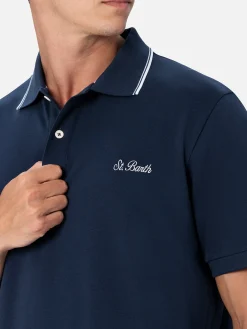 Blaues Herren-Poloshirt aus Baumwollpiquet Beverly Hills