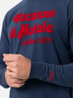 Blaues Herren-T-Shirt „Luton“ mit „Vacanze di Natale“-Filmlogo-Aufdruck | VACANZE DI NATALE SONDERAUSGABE