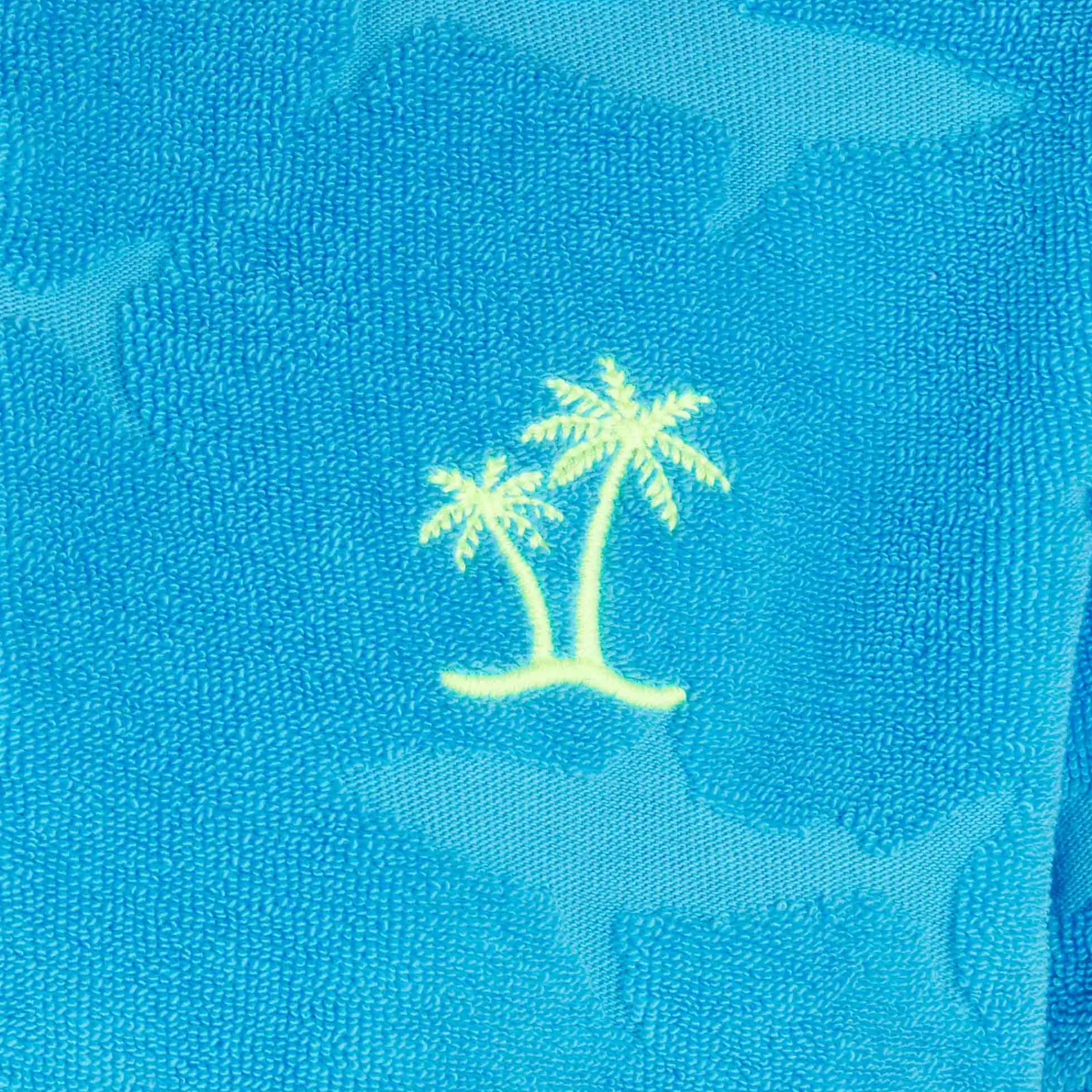 Blaues Jungen-Poloshirt mit aufgeprägten Haifischen aus Frottee