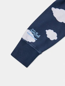 Blaues Kinder-Sweatshirt mit Rundhalsausschnitt und Coccole e Nuvole-Stickerei | COCCOLEBIMBI SONDERAUSGABE