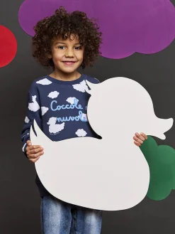 Blaues Kinder-Sweatshirt mit Rundhalsausschnitt und Coccole e Nuvole-Stickerei | COCCOLEBIMBI SONDERAUSGABE