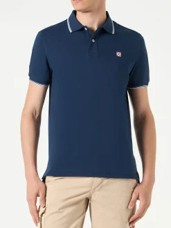 Blaues marineblaues Piquet-Poloshirt mit St. Barth-Logo