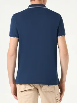 Blaues marineblaues Piquet-Poloshirt mit St. Barth-Logo