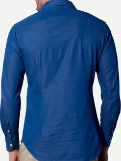 Blaues Pamplona-Hemd aus Denim-Baumwolle für Herren