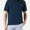 Blaues Piquet-Polo mit St. Barth-Logo und Kontrasten