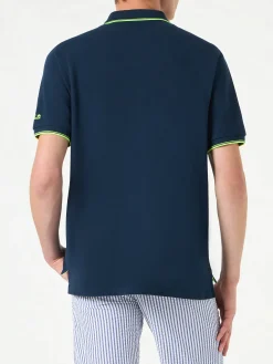 Blaues Piquet-Polo mit St. Barth-Logo und Kontrasten