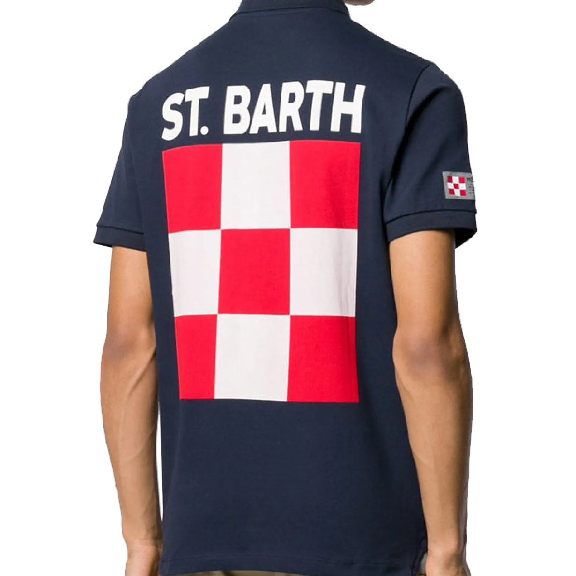 Blaues Piquet-Polo mit St. Barth-Karologo