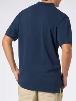 Blaues Piquet-Poloshirt für Herren mit St. Barth-Logo und Vintage-Effekt