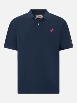 Blaues Piquet-Poloshirt für Herren mit St. Barth-Logo und Vintage-Effekt