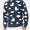 Blaues Sweatshirt mit Rundhalsausschnitt und Coccole e Nuvole-Stickerei | COCCOLEBIMBI SONDERAUSGABE