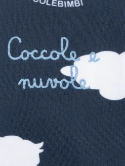 Blaues Sweatshirt mit Rundhalsausschnitt und Coccole e Nuvole-Stickerei | COCCOLEBIMBI SONDERAUSGABE