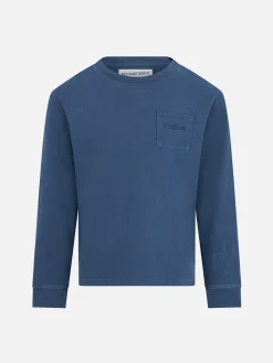 Blaues T-Shirt aus schwerer Baumwolle für Jungen