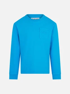 Blaues T-Shirt aus schwerer Baumwolle für Jungen