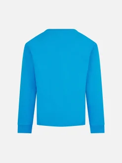Blaues T-Shirt aus schwerer Baumwolle für Jungen