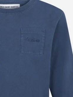 Blaues T-Shirt aus schwerer Baumwolle für Jungen