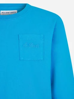 Blaues T-Shirt aus schwerer Baumwolle für Jungen