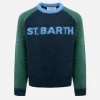 Blau-grüner Rundhalspullover Douglas für Jungen mit St. Barth-Print