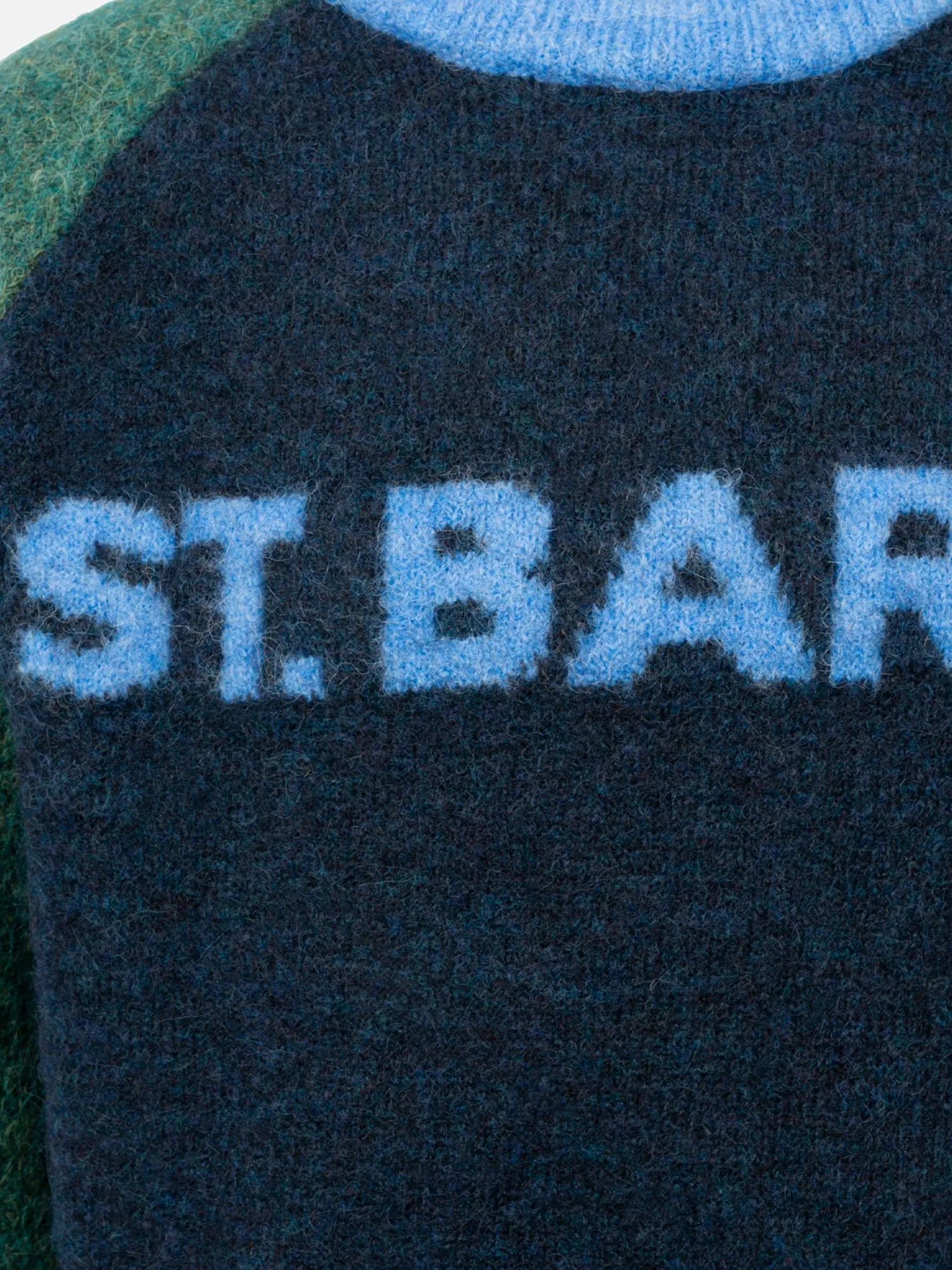 Blau-grüner Rundhalspullover Douglas für Jungen mit St. Barth-Print