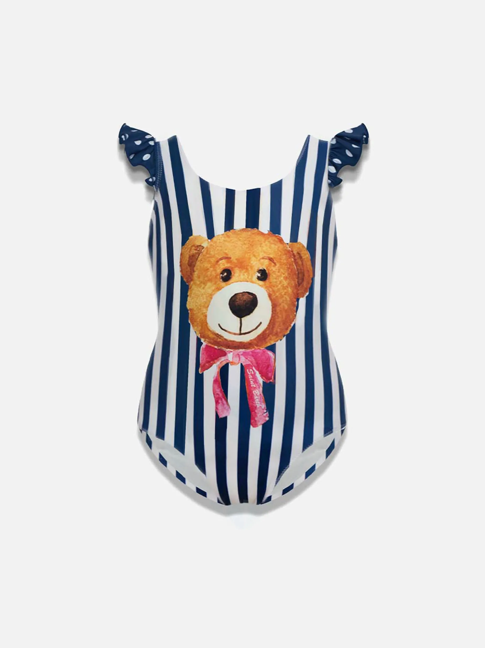 Blau-weißer Teddybär-Badeanzug für Mädchen