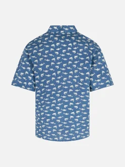 Blue Boy Musselin-Baumwollhemd Sharouk mit Hai-Print