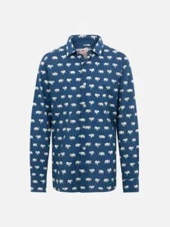 Blue Boy-Musselin-Baumwollhemd Sharouk mit Mikro-Nilpferd-Print