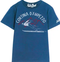 Bluette-Baumwoll-T-Shirt Cortina d'Ampezzo