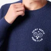 Bluette-Bouclé-Pullover für Herren mit Rundhalsausschnitt und Saint Barth Padel Club-Stickerei