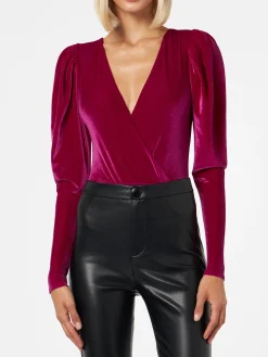 Bodywear/einteiliger Badeanzug aus fuchsiafarbenem Samt