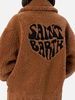 Bomberjacke Abel für Damen mit Shearling-Effekt, Kragen und Saint Barth-Herzprint
