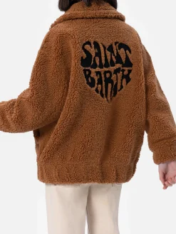 Bomberjacke Abel für Damen mit Shearling-Effekt, Kragen und Saint Barth-Herzprint