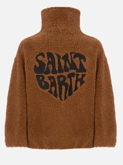 Bomberjacke Abel für Damen mit Shearling-Effekt, Kragen und Saint Barth-Herzprint