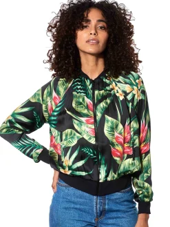 Bomberjacke mit tropischem Print