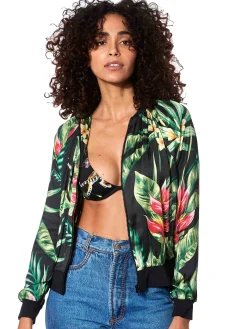 Bomberjacke mit tropischem Print