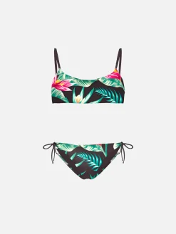 Bralette-Bikini für Mädchen mit Heliconia-Print