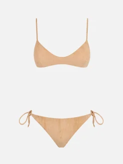 Bralette-Bikini mit Fransen in Wildlederoptik