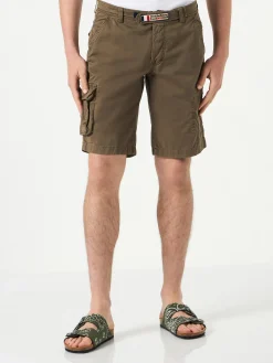 Braune Cargo-Bermuda für Herren mit Taschen