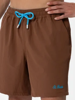 Braune Comfort-Badeshorts für Herren