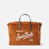 Braune Cord-Handtasche Colette mit Logo-Stickerei