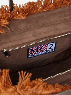 Braune Cord-Handtasche Colette mit Logo-Stickerei