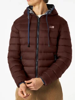 Braune Double-Face-Daunenjacke für Herren