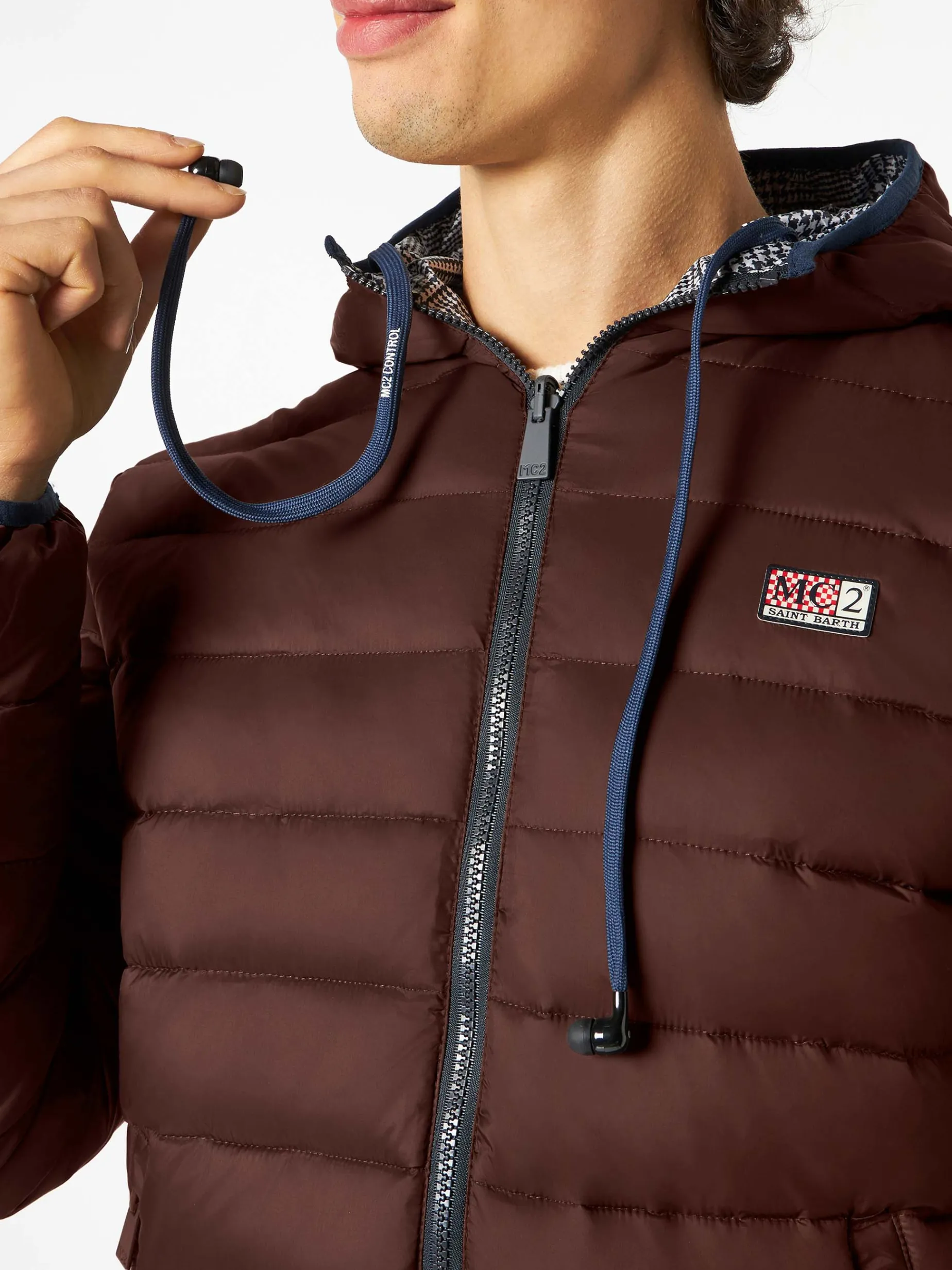Braune Double-Face-Daunenjacke für Herren