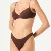 Brauner Bralette-Bikini für Damen in Crinkle-Optik mit Bügeln