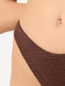 Brauner Bralette-Bikini für Damen in Crinkle-Optik mit Bügeln