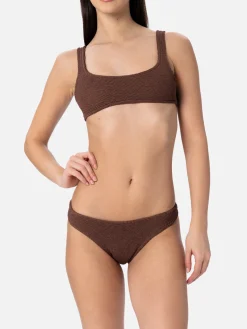 Brauner Crinkle-Bralette-Bikini für Damen Naima Elise