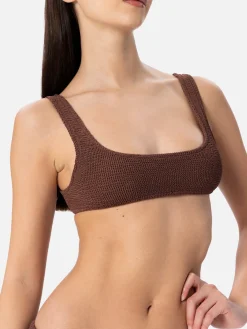 Brauner Crinkle-Bralette-Bikini für Damen Naima Elise